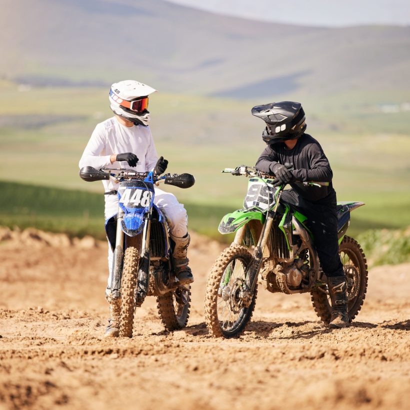 Friends,,Sports,And,Men,With,Motorcycle,In,Countryside,For,Fun,